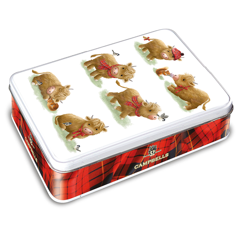 150g Cute Highland Cow Tin (Assorted Shortbread Shapes)
