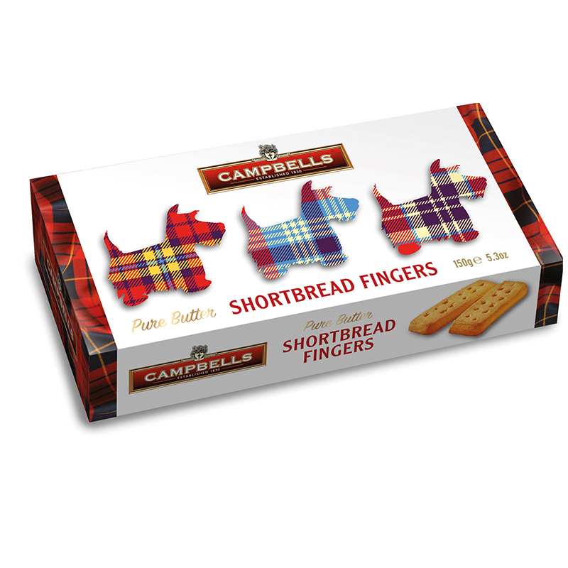 150g Tartan Dog Carton (Shortbread Fingers)